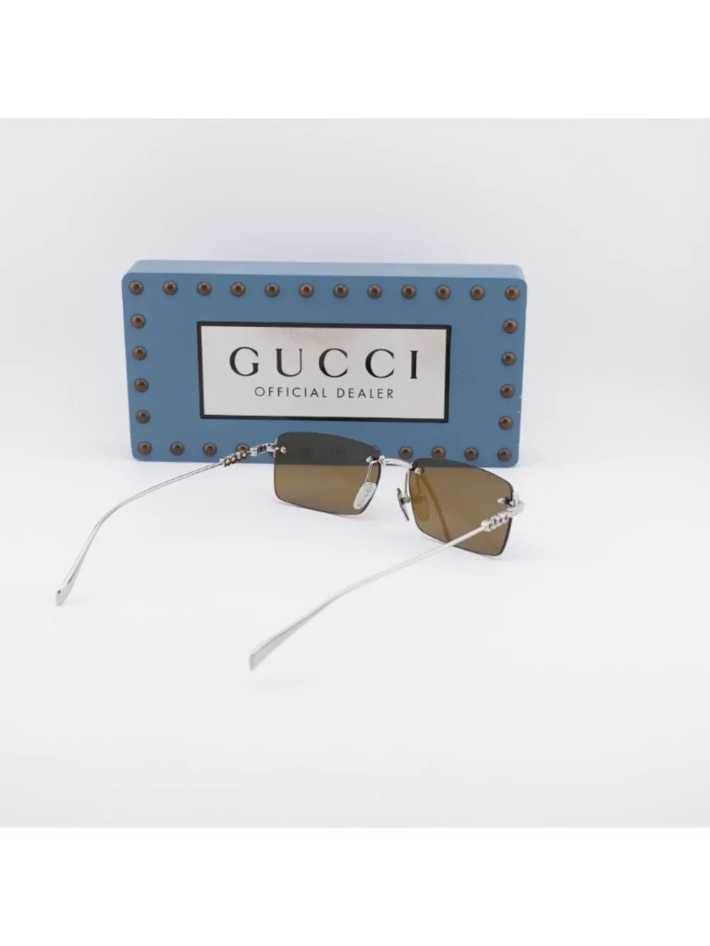 Gucci GG1941S 002 Rectangle Sunglasses - Silver / Green